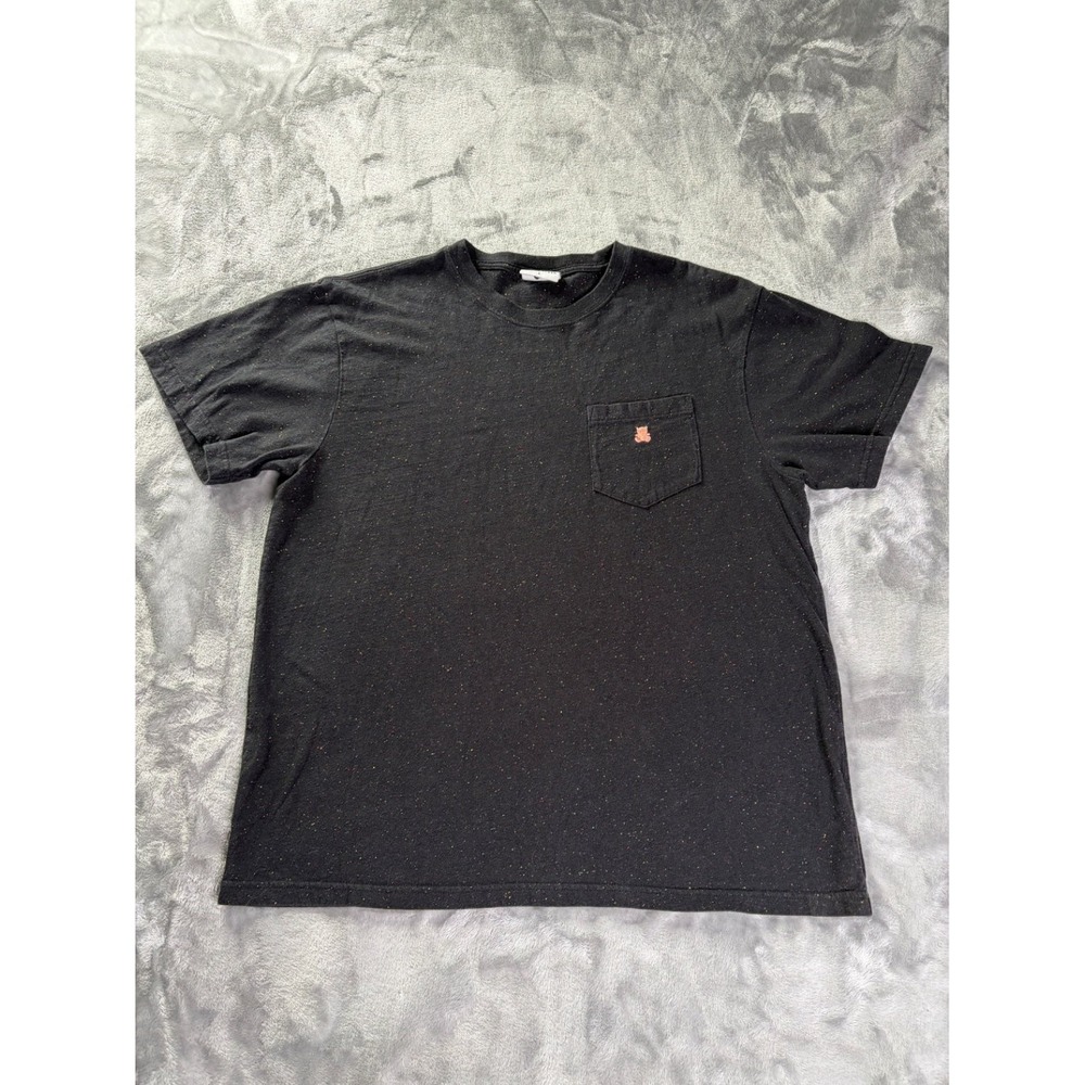 Teddy Fresh T-Shirt Mens L Black Crew Neck Mineral Wash Bear Logo Pocket